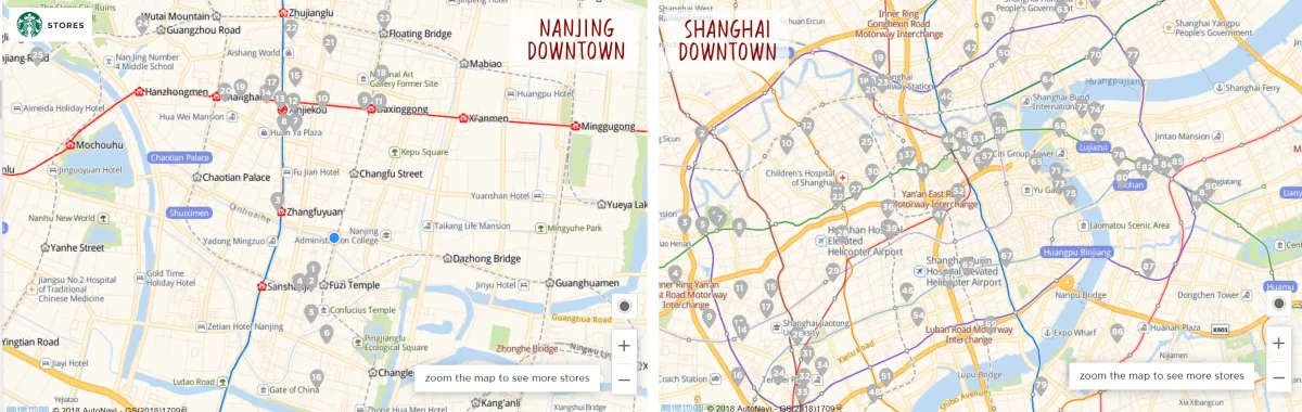 Starbucks Stores in Nanjing and Shanghai
