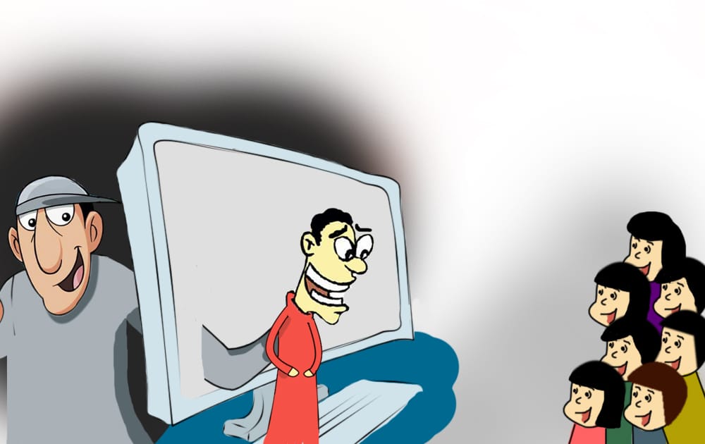 Like the Online Water Army, a puppeteer tricks an Internet user.