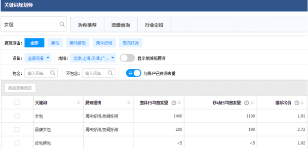Baidu keyword planner