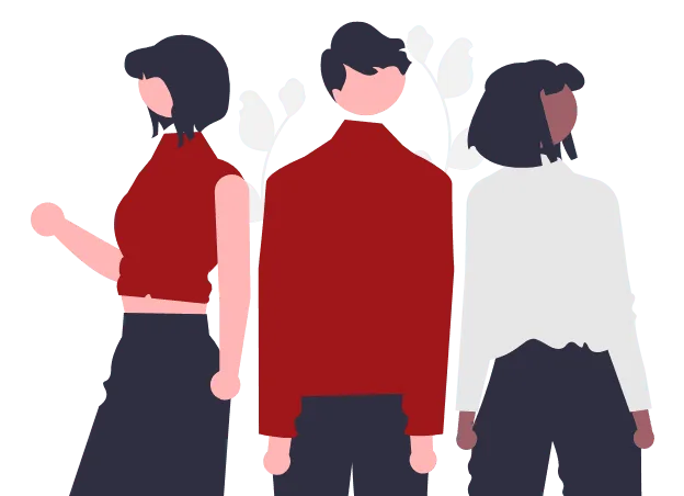 An abstract illustration of three people.