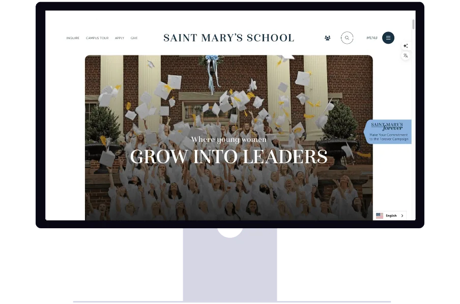 Screenshot of Saint Mary's main website.