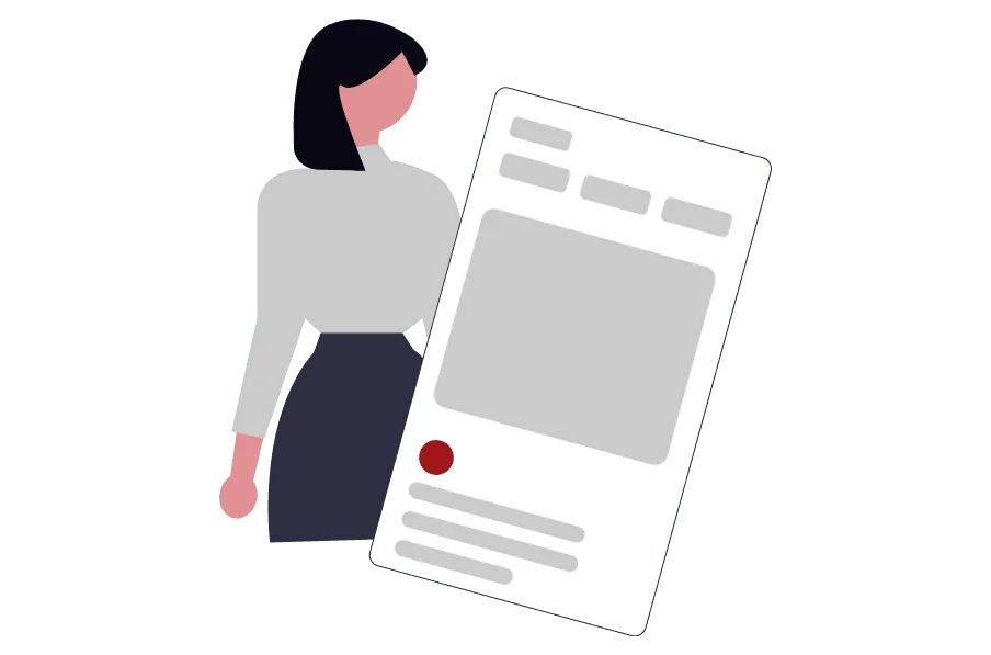 Abstract illustration of a woman and a social media post