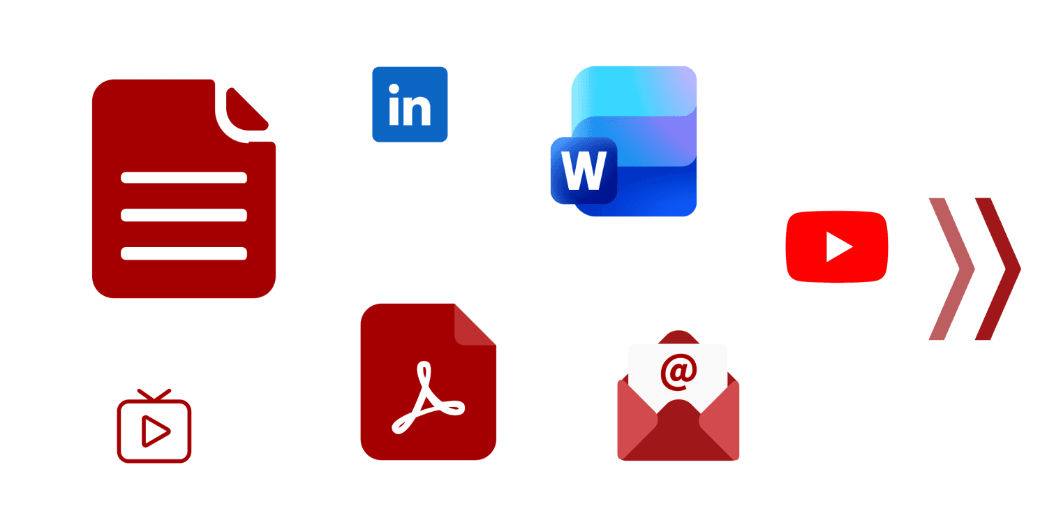 Illustrations showcasing various content formats