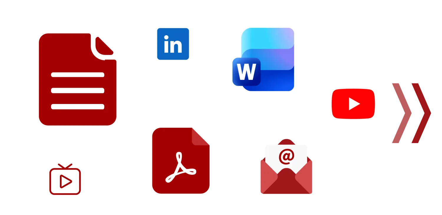 Illustrations showcasing various content formats
